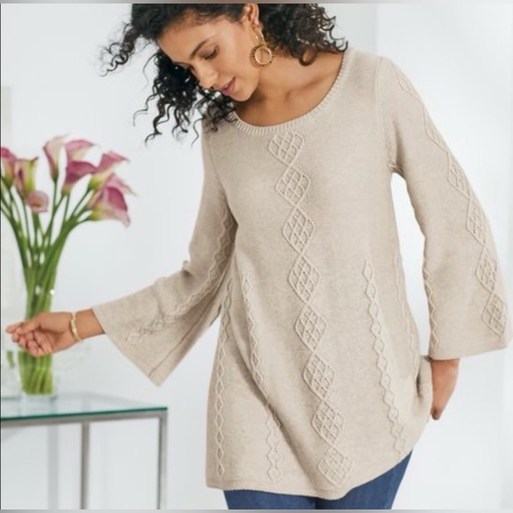 Soft Surroundings Reza Cream Scoop Neck Sweater size petite large